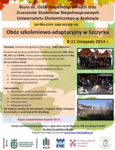 Zdjęcie plakatu obozu w Szczyrku 2014